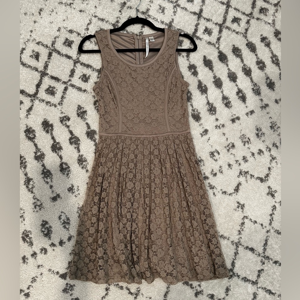 LC Lauren Conrad Lace Mini Dress in Brown
